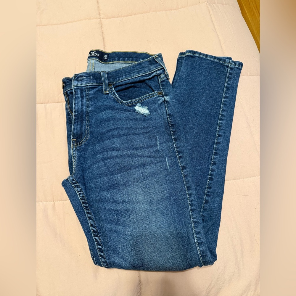 Hollister Jeans Mens 32 x 30 Skinny Dark Wash Blue Denim Advanced Stretch